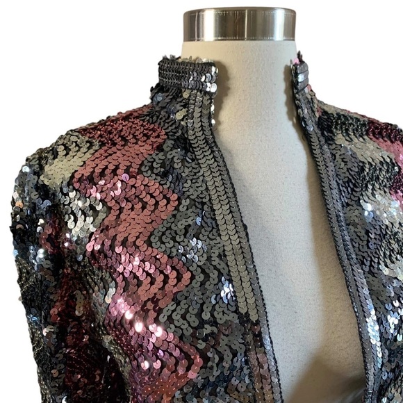 Vintage Ann Green Made In England 60’s 7os Short Sequined Open Front Jacket - Picture 3 of 9
